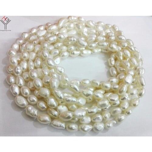 Women Jewelry 9x10mm white pearl 255cm 100'' necklace baroque pearl handmade real natural freshwater pearl gift