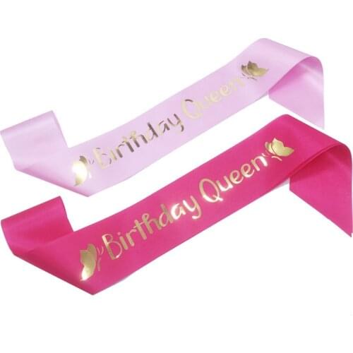 Hot Pink Birthday Queen Satin Sash Elegant Butterfly Design for Women 30th 40th 50th 60th Birthday Party Decorations Favor Gifts