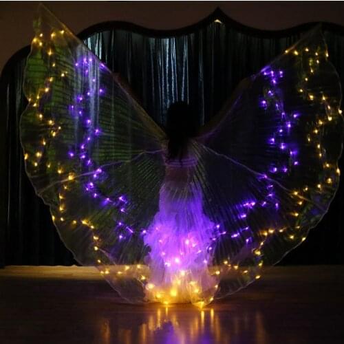 Women Belly Dance Isis Angel Wings LED Fairy Butterfly Costume Oriental Bellydance Dancing Accessories Halloween Christmas Show