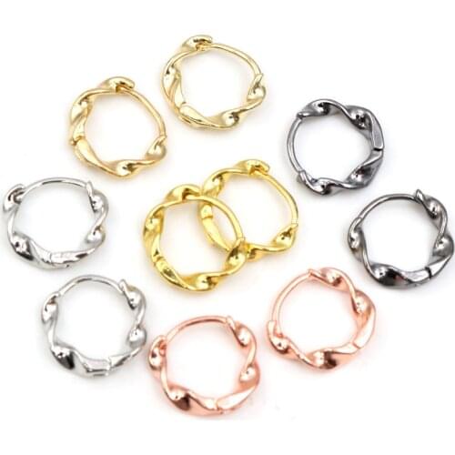 10pcs 14x13mm Multi-colors Alloy Metal Brass Clip-on Round Hoop Earring Hooks Wire Settings DIY Earring Findings Accessories