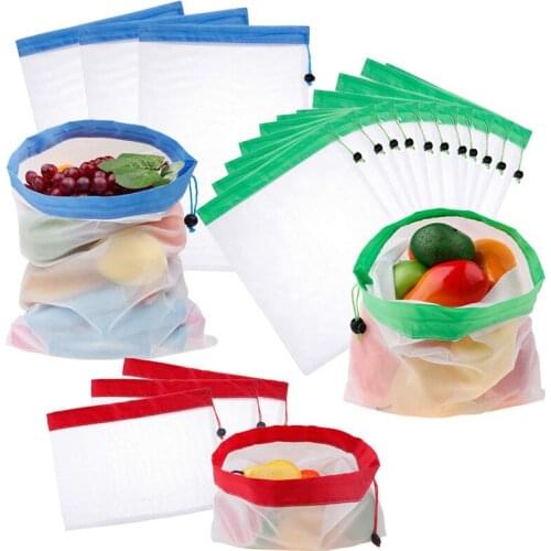 12 reusable mesh produce bags, washable eco-friendly bags for grocery storage gift bags