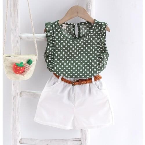 Toddler Kids Clothing Sets Baby Girls Print Blouse + Pants 2pcs Suit Summer Short Sleeve Infant Girl Clothes 2-6Years