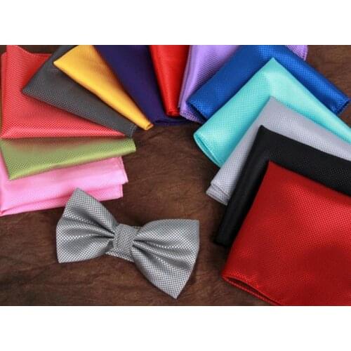 200sets/lot new fashion mens adult small gride bowties and handkerchiefs sets
