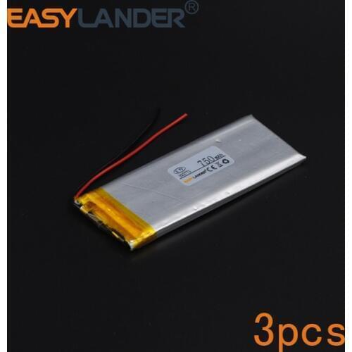 3pcs/Lot 3.7V 750mAh Polymer Li-ion Battery For Mp3 Mp4 PAD GPS E-book bluetooth Game toys Tablet PC Power bank mobile 392770
