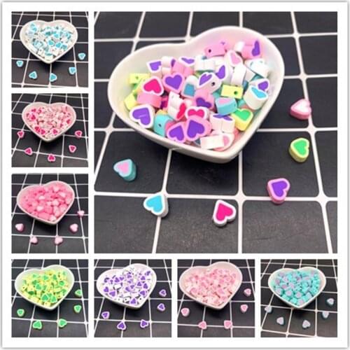 30pcs 10mm Love Beads Polymer Clay Spacer Loose Beads For Jewelry Making DIY Handmade Jewelry Crafts