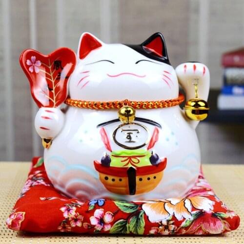 4.5 inch Japanese Ceramic Lucky Cat Maneki Neko Home Decoration Ornaments Business Gifts Fortune Cat Money Box Feng Shui Craft