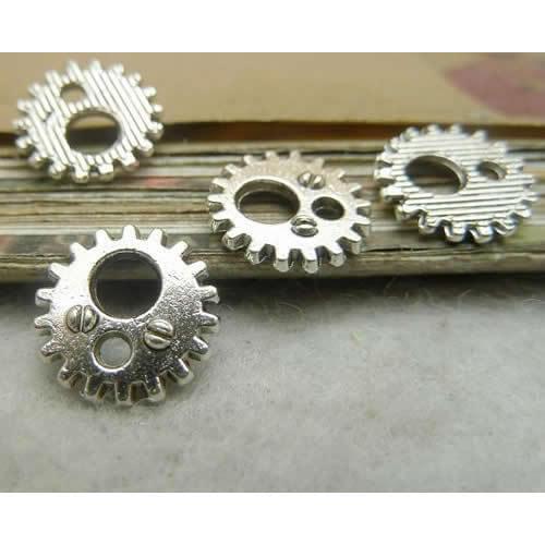 250pcs/lot Metal Zinc Alloy Antique Silver Gear Charm Pendant For Necklace DIY Jewelry Making Accessories 12mm k03803