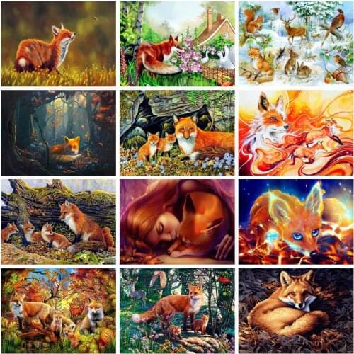 5D DIY Diamond Painting Full Square/Round Fox Cross Stitch Diamond Embroidery Animals Bead Picture Kits Wall Decoration
