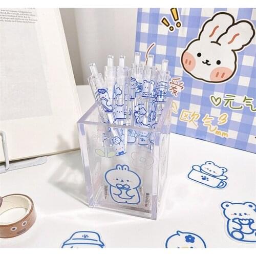 6pcs/set Cute Cream bear Gel Pen Set Black Ink 0.5mm Writing Handle Pen for Student School Office Stationery Supplies
