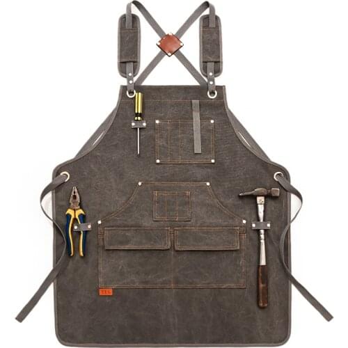 Canvas Apron Multi-pocket Barber Roast Shop Barista Gardening Woodworking Restaurant Waiter Overalls