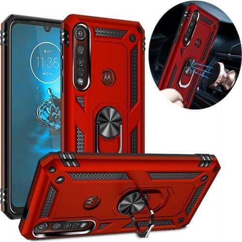Luxury Armor Case For Motorola One Macro G8 Play Magnetic Ring Holder Shockproof Back Cover For Moto G8 Plus Protective Case