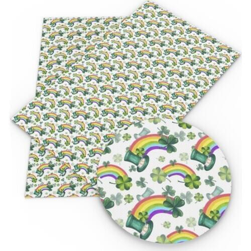 David accessories 20*33cm Saint Patrick Faux Leather Sheets DIY Bow Bag Crafts Faux Synthetic Leather Fabric Materials,1Yc9660