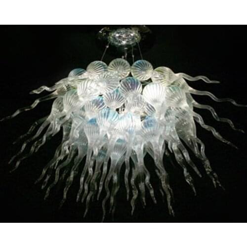 European Clear Glass Chandeliers Restaurant Bar Kitchen Bedroom Hand Blown Hanging Light Fixtures LED Bulb Loft Art Deco 80 CM