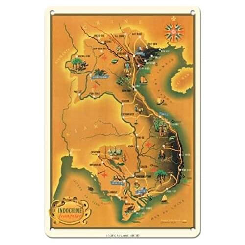 French Indochina (Indochine Française) - Cambodia, Laos and Vietnam - Metal Tin Sign