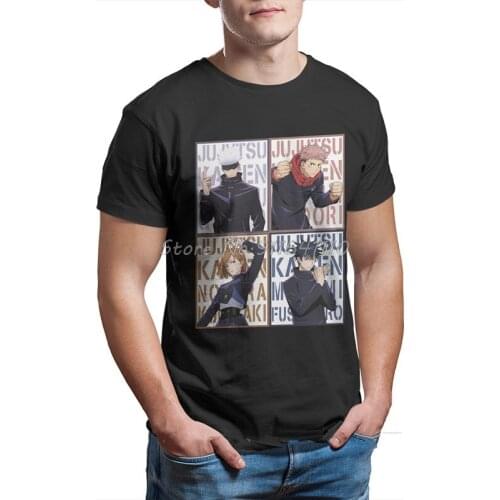 Jujutsu Kaisen Satoru Gojo Yuji Itadori Nobara Kugisaki and Megumi Fushiguro Tshirt Crewneck Big sell Large T Shirt Tee Cotton