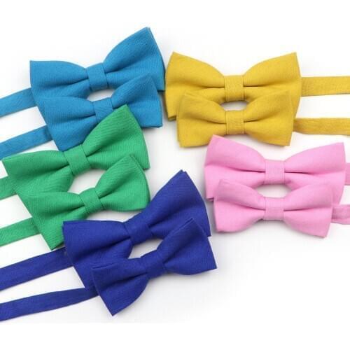 Lovely Candy Color Parent-Child Bowtie Set Classic Shirts Cotton Bow Tie For Men Kids Pet Blue Green Pink Butterfly Cravats