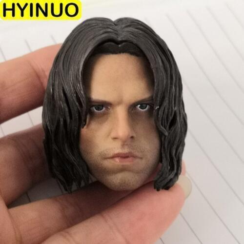 HT 1/6 Scale U.S. Captain Long Hair Soldier Bucky Barnes Winter Soldier Head 2.0 Sculpt Without neck F12"Action Figure Doll Body