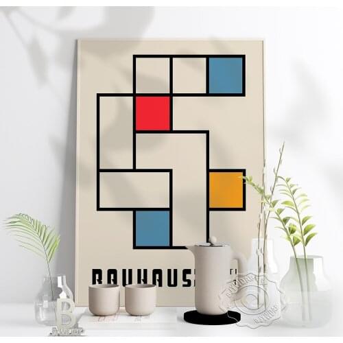 Bauhaus Exhibition Museum Art Poster, Minimalist Tetragonum Overlap Art Prints, Geometric Printable Wall Art Home Bedroom Decor