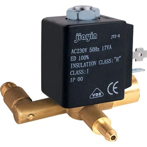 Jiayin JYZ-5 2/3 Way AC 230V 50Hz G1/8" 17VA 6bar Normally Closed Electromagnetic Solenoid Water Valve for Gas Stream Generator