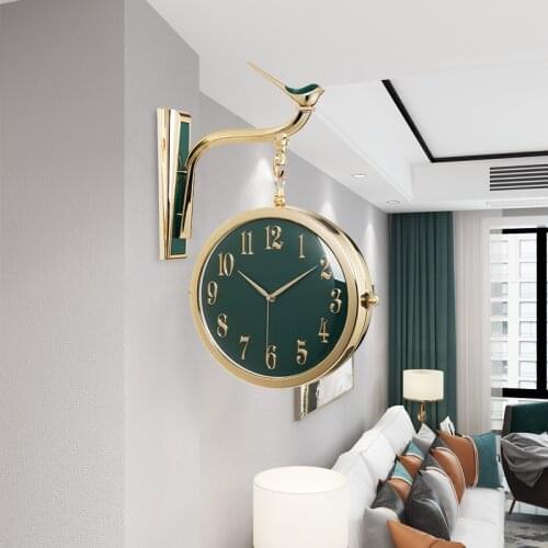 Quality Resin Hanging 3D Clock Double Sides Quartz Watch Home Decoration Living Room Silent Horloge Green Free Shipping WF