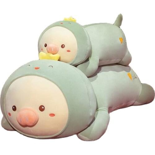 Kawaii Fat Pig Turn to Dinosaur Husky Rabbit & Bear Dolls Lovely Long Pillow Sleeping Cushion Stuffed for Children Girl 60-100cm