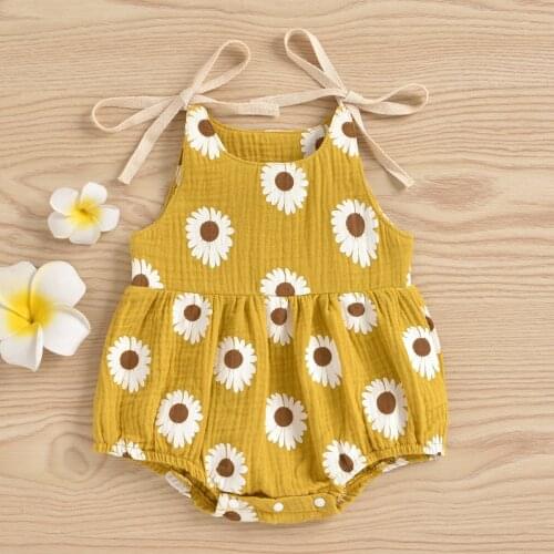Small Chrysanthemum Lovely Girl Romper Newborn Girl Baby Jumpsuit Summer Sleeveless Clothes