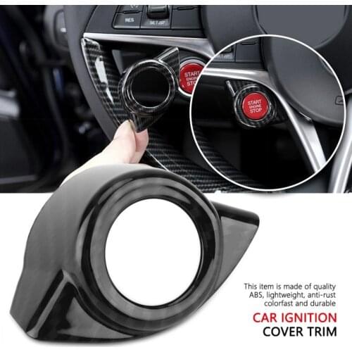 Carbon Fiber Car Interior Ignition Engine Start Stop Button Frame Cover for Alfa Romeo Stelvio(2017-2018) & Giulia(2016-2018)