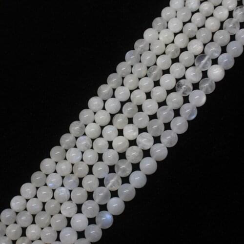Mini. order is $7! 8 mm Natural Moonstone Flash of Blue light Round Loose Beads 15"