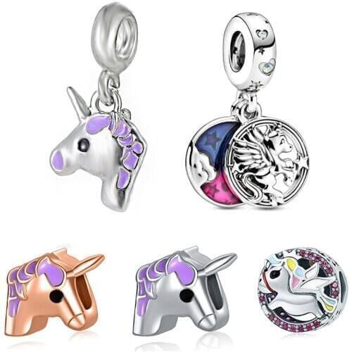 Pandora fashion DIY bead pendant, cute unicorn DIY bracelet for men and women, accessories and gifts