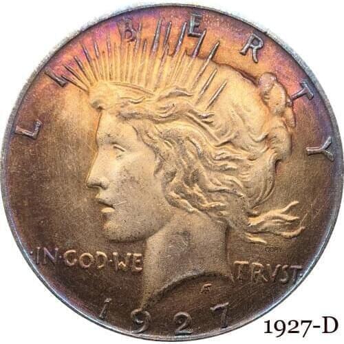 United States Of America US 1927 D Liberty Coin In God We Trust 1 One Peace Dollar Cupronickel Silver Plated Copy Coins