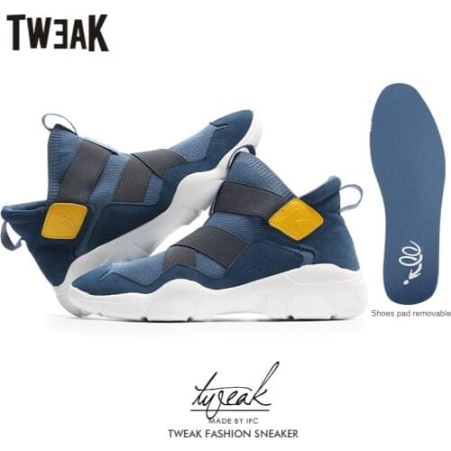 Mens shoes New lightweight all-in-one flying fabric stitched with cowhide breathable sports casual shoes