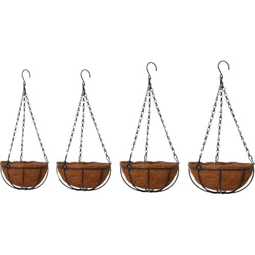 Arcadia Garden Products Solstice Black Metal Coconut Hanging Basket