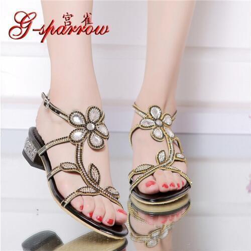 2018 New Fashion Comfortable Womens Dress Shoes On Sale Flat Black Leather Casual Sandals Women Diamond