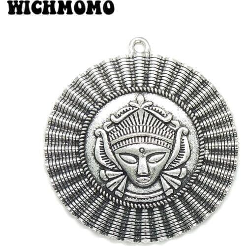 2019 New Fashion 76mm 1pieces/bag Retro Zinc Alloy Round Figure Charms Pendant for Earring Necklace Jewelry Accessories
