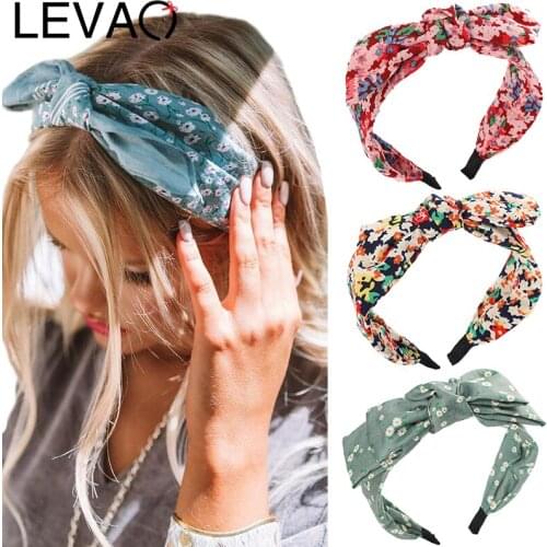 LEVAO Boho Bow Knotted Headband for Women Fashion Flower Print Rabbit Ear Hairband Hair Hoop Bezel Bands Girls Hair Accessories