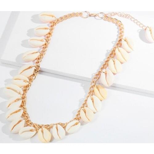 1 PC Bohemian Shell Necklace Vintage Gold Color Chain Natural Shell Choker For Women Girls Beach Necklace jewelry Accessories