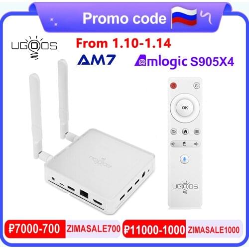 Presale UGOOS AM7 AV1 Smart TV Box Android 11 Amlogic S905X4 2.4G 5G WiFi6 4GB DDR4 32GB ROM USB-C 1000M Bluetooth 4K HD TVBOX