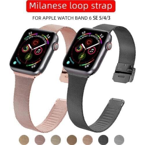 Stainless Steel Band for Apple Watch Series 6 SE 5/4/3 Strap 40mm 44mm Milanese Loop for Iwatch Series 6 Replace Bracelet