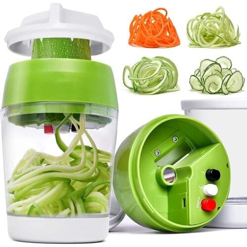 5 in1 Handheld Spiralizer Vegetable Slicer Adjustable Spiral Cutter with Container Zucchini Noodle Spaghetti Maker Spiral Slicer