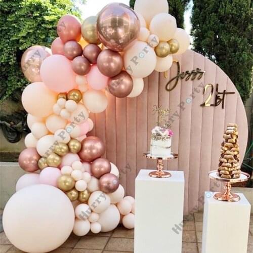 132Pcs/set Wedding Decoration Balloon Garland Chrome Rose Gold Foil Balloons Arch Kit Valentines Day Anniversary Birthday Decor