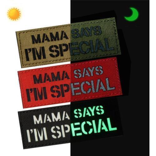 Luminous Reflective MAMA SAYS I'M SPECIAL Fabric Patch Patches Military Tactical Armband Shoulder Mark Fabric Sticker