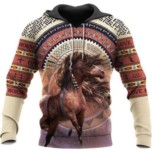 Premium Native Culture Horse 3D Printed Unisex Sweatshirt zipper hoodies women For men Pullover streetwear Cosplay costumes