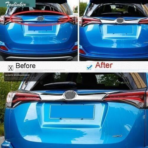Tonlinker Cover Case Stickers for TOYOTA RAV4 2016 Accessories 1PCS Car Styling ABS chrome The tailgate logo decoration stickers