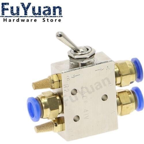 Exhaust valve Silver Tone Alloy 2 Position 5 Way 1/8" Toggle Lever Mechanical Valve TAC2-41P Pneumatic valve switch w Fittings