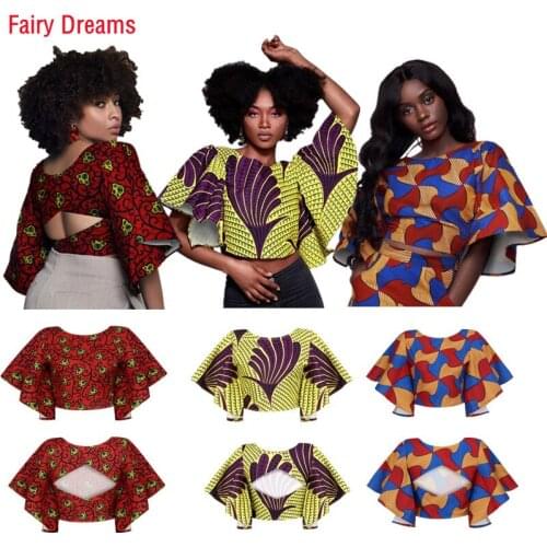 Women Traditional African Clothing Crop Tops 2020 New Style Dashiki Print Sexy Summer Shirt Backless Fairy Dreams