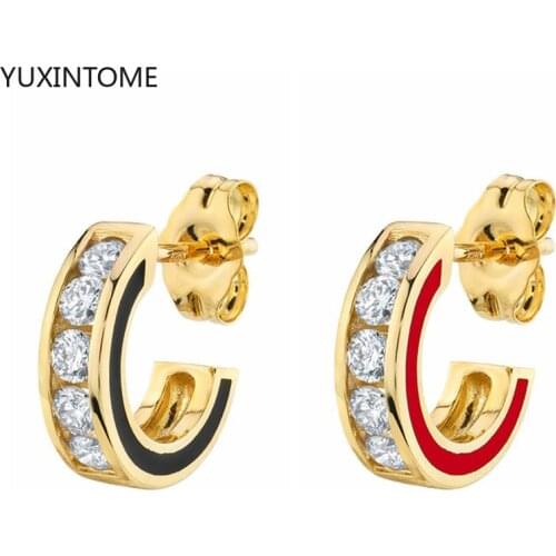 925 Sterling Silver Ear Needle Korean Zircon Hollow C-shaped Stud Earrings Female Original Fashion Trend Jewelry Couple Gift A30