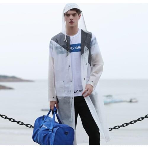 Womens Raincoat Casual Waterproof Rain Jacket Transparent Raincoat Lightweight Hooded Capa De Chuva Masculina Rain Gear DD60YY