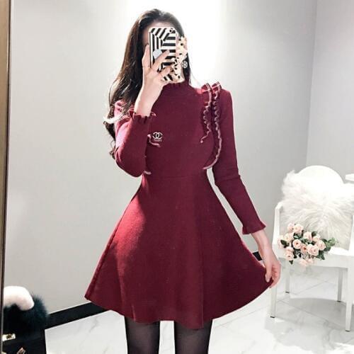 2018 Autumn Winter New Fashion Knitted Midi Dresses Women Bodycon Casual Dress Party Office Lady Long Sleeve Runway Vestidos