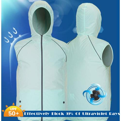 2021 New Summer Fan Cooling Vest Men Women Air Conditioning Cool Coat Outdoor Sun Protection Jacket USB Charing Waistcoat UPF50