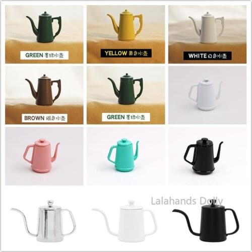 1:12 Dollhouse Mini Metal Coffee Pot Model for Dollhouse Kitchen Furniture Decoration Accessories